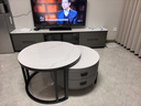 罗森（LUOSEN）岩板伸缩茶几双杆客厅大小户型圆形茶几桌大白小白 实拍图