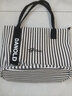 鹏境2025新款帆布手提单肩包包女时尚条纹大容量购物袋休闲通勤托特包 飘带条纹【经典黑】 实拍图
