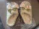 蝴蝶结棉拖鞋女2025秋冬新款室内柔软防滑保暖毛绒包跟居家毛拖鞋 蝴蝶结绿色 36-37 实拍图
