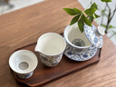 不拙羊脂玉瓷盖碗三件套公道杯茶漏茶具描金青花缠枝莲盖碗公杯过滤组 实拍图