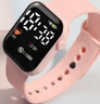 新款手表爱心小方块手表男女情侣儿童手表运动LED电子手表方形学生电子表 粉色 实拍图
