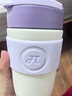 物生物（RELEA）咖啡杯保温杯女士316L不锈钢高颜值便携吸管杯办公室带盖水杯 木槿紫-400ml【316L不锈钢内胆】 实拍图
