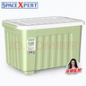 SPACEXPERT 衣物收纳箱特大号塑料整理箱车载储物箱80L绿色 1个装 带轮 实拍图