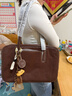 食草堂【吉娜同款】女包方糖保龄球头层植鞣牛皮手提斜挎小方包轻奢礼物 大号深啡【短途旅行】 实拍图