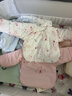 童泰0-3月新生儿半背衣秋冬季纯棉衣服初生宝宝夹棉居家内衣2件装 粉色 52 cm 实拍图