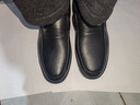 蜻蜓牌【100%全牛皮】男士皮鞋商务休闲真皮防滑软底软面中老年爸爸鞋真皮透气套脚舒适耐磨真皮百搭鞋子 黑色 39 实拍图