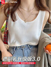 FitonTon吊带背心女士华夫格打底内搭宽肩带无袖t恤遮副乳可外穿上衣夏白 实拍图