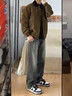 顶峰保罗（Dingfengbaoluo）牛仔裤男春秋季复古直筒宽松阔腿美式休闲长裤子DFS808黑灰L 实拍图