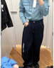 优衣库女装男装宽松廓形牛仔裤/弯刀镰刀裤子479000 482280 479000/69藏青色 25 /160/64A 实拍图