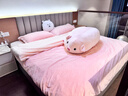 京东京造 220g牛奶绒四件套 A类秋冬加厚高克重法兰绒保暖双人床单枕套被套 1.8米床 蜜桃Milky 实拍图