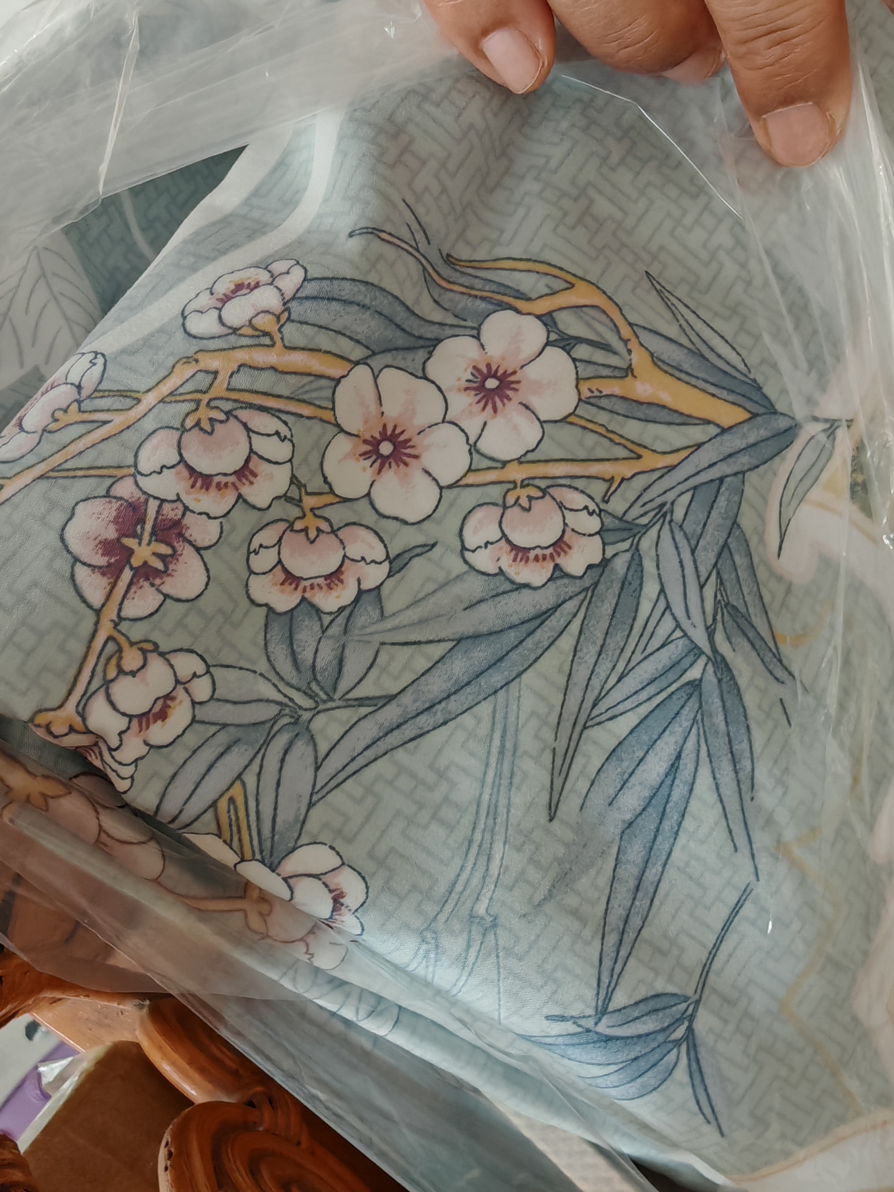 富安娜 60s长绒棉床上四件套 纯棉印花床单被套 双人加大 230*229cm 蓝 实拍图
