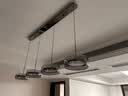 施美特餐厅吊灯现代简约餐桌灯国王湖轻奢极简一字长条吧台中山灯具套餐 4头长盘-珍珠黑+烟灰罩-小爱同学 实拍图