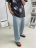 GENIOLAMODE加绒牛仔裤男垂坠直筒长裤宽松休闲百搭保暖加厚裤子 实拍图