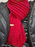 百搭韩版针织毛线红色围巾女2024圣诞冬季高级感新年礼物情侣围脖 针织围巾-酒红色-1个装-保暖 1 实拍图