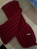 百搭韩版针织毛线红色围巾女2024圣诞冬季高级感新年礼物情侣围脖 针织围巾-酒红色-1个装-保暖 1 实拍图