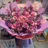 冉子花坊鲜花速递粉玫瑰百合向日葵混搭花束生日礼物全国同城配送真鲜花 韩式紫玫瑰绣球混搭花束 实拍图