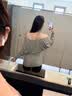 鹿亦萌大U领普拉提训练运动罩衫女遮屁股慵懒宽松蝙蝠袖长袖瑜伽服上衣 浅麻灰 XL 实拍图