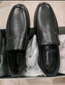 蜘蛛王男士皮鞋一脚蹬秋冬保暖休闲皮鞋真皮中老年爸爸 黑色（加绒) 43 实拍图