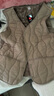 羽绒棉马甲女秋冬保暖背心修身短款v领加绒坎肩百搭内胆 卡其色（同色升级加绒款） 3XL 115斤-130斤 实拍图