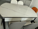 奥利克丝 亮光岩板餐桌椅组合 现代简约实木餐桌可伸缩折叠圆桌吃饭桌子 亮光雪山白-黑白框架轻奢皮椅款 1.35米 一桌六椅【12MM加厚岩板】 实拍图