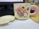 少女心小熊马克杯可爱奶fufu卡通家用带盖水杯送姐妹朋友生日礼物 粉蝴蝶小熊【杯+盖+勺】 1个 320ml 实拍图
