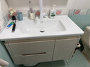 万域烤漆橡木浴室柜陶瓷一体盆洗脸盆柜组合洗手盆卫生间洗手台洗漱池 90CM长虹玻璃智能镜柜款-整柜橡木-奶油风 今日下单赠白抽拉飞雨龙头 实拍图
