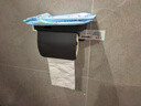 艾杰普卫生间纸巾盒置物架壁挂式厕所太空铝抽纸盒免打孔厕纸卷纸架防水 实拍图