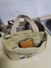 鹏境帆布手提包外出简约小巧饭袋包立体手拎包通勤加厚上班便当宝妈 搞怪小熊小方包【卡其色】 实拍图