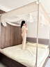 半弦月真A类抗菌防摔蚊帐架1.8x2米免安装婴儿童家用1.5大床三开门纹怅 【米白】A类抗菌帐纱+免安装支架 150cm*200cm*170cm 丨全底款 实拍图