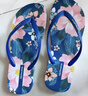 黑玛人字拖女夏季外穿拖鞋印花时尚百搭沙滩防滑防臭平底凉拖鞋 深蓝色 37 实拍图