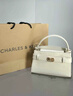 CHARLES&KEITH鳄鱼纹凯莉包手提斜挎婚包包女包生日礼物新年礼物CK2-50270880-1 Ivory象牙色 S 实拍图