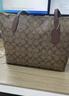 蔻驰（COACH）【品牌直供】女士中号托特包单肩手提包卡其色拼棕色4455 实拍图
