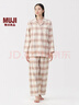 MUJI女式无侧缝法兰绒睡衣女士家居服女款纯棉25年冬季套装 女装 粉红色格纹 M （上装160/84A 下装160/66A） 实拍图