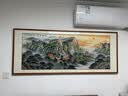 欧蓝盾手绘国画紫气东来山水画客厅沙发背景墙装饰画风景高档办公室挂画 沙比利实木框-圆角棕色 装框218*88 实拍图