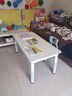 育才儿童桌椅花生桌可升降涂鸦幼儿园学习画画桌宝宝积木玩具游戏桌椅 小蓝鲸长方桌120X60CM 配一椅 实拍图