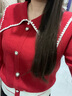 Olrain欧芮儿大翻领毛衣女春装新款复古泡泡袖上衣 红色 M 实拍图