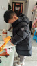 保姆鹅  【风墙】儿童羽绒服宝宝中长款护脸加厚外套保暖童装[NG2664] 炭黑 120 实拍图