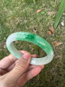冰糯种阳绿正品翡翠手镯子老坑飘绿正圈冰种果绿礼品女款玉手镯子 56号 实拍图