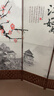 中式简易折叠可移动屏风遮挡板帘客厅隔断墙卧室现代简约办公室 单面图案送底座（加厚加粗） 1.8米高4扇一组2米宽 实拍图