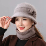 笙格儿 帽子女冬季中老年保暖兔毛帽老年人毛线帽围巾冬季送妈妈的生日礼物加绒针织帽 浅紫 单个帽子 均码 实拍图