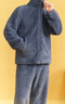 京东京造【10A抗菌】抗静电珊瑚绒睡衣男士睡衣保暖家居服情侣套装藏青2XL 实拍图