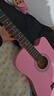 维卡斯（WEIKASI）民谣吉他初学者木吉他单板新手入门练习琴guitar吉它学生男女乐器 38英寸粉红色+礼包【初学推荐】 实拍图