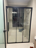 九牧一字形三联动推拉移门干湿分离淋浴房浴室卫生间玻璃隔断赠挡水条 雅黑（不锈钢窄边） 光玻1.1-1.19m（高1.9m） 实拍图