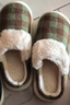 朴西冬季男士格纹复古保暖居家厚底棉拖鞋室内静音 孔雀绿 44-45 实拍图