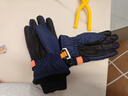 牧萌儿童手套滑雪手套男童骑行防水小孩玩雪卡通保暖手套 藏青色 S 实拍图