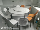 奥利克丝 亮光岩板餐桌椅组合 现代简约实木餐桌可伸缩折叠圆桌吃饭桌子 亮光雪山白-黑白框架轻奢皮椅款 1.5米 一桌十椅【12MM加厚岩板】 实拍图