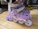 斯威（SWAY）轮滑鞋儿童溜冰鞋男女童初学套装中小学滑轮滑冰旱冰鞋成人直排轮 莫紫八轮全闪+头盔护具+一体支架 M (适合6-12岁)平时鞋码31-36 实拍图