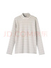MUJI女式 起毛罗纹编织半高领长袖T恤上衣打底衫女款内搭春秋女装条纹 米白色条纹 M （160/84A） 实拍图