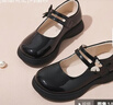 富罗迷女童皮鞋儿童公主鞋方口单鞋时尚儿童校园演出鞋 黑色 34 实拍图