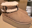 UGG秋季新款女士舒适保暖厚底休闲短筒雪地靴懒人毛毛鞋 1144041 CHE | 栗色 37 鞋款偏小，建议拍大一码 实拍图